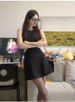 Slimming A-Line Dress Women's Summer High Waist Sleeveless Korean Style Commute Pure Color Short Skirt Bodycon Dress_ecoleips.com