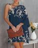 Slanted Shoulder Printed Dress With Metal Buckle Design And Irregular Straight Tube Skirt, Elegant And Suitable For Women's Dail_ecoleips.com
