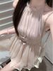 Elegant Knot Neckline Short Dress Women's Summer Fashion Waist Cinched Asymmetrical Strapless Princess Style Dress_ecoleips.com