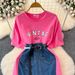Women's Clothing Letter Print Dark Green Short Sleeved T Shirt For Women In Summer New Loose Casual Versatile Half Sleeved Top Trend_ecoleips.com