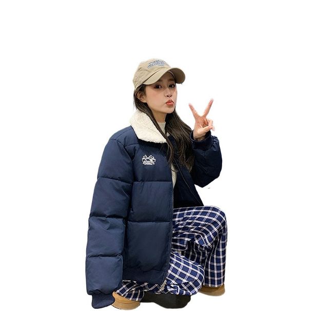 Retro Vintage Quilted Jacket With Faux Shearling Collar, Winter Warm Short Padded Coat, Thickened Polyester Outerwear For Women & Teens_ecoleips.com