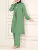 Modest Abaya Dress Muslim Dress Women Elegant Muslim Abaya Set With Sequin Accents – Modest Long-Sleeve Top & Wide-Leg Pants (S-XXL, 4 Colors)_ecoleips.com