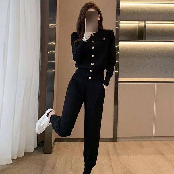 Women's Premium Casual Tracksuit Set – Slim Fit Long Sleeve Top & Pants | Korean Minimalist Style | Stretch Polyester (M-4XL)_ecoleips.com