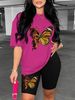 Summer Women's Casual And Fashionable Butterfly Print Loose T-shirt+shorts Two-piece Sportswear Suitable For Daily Wear-33_ecoleips.com