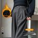 Aria Basics 2024 Winter New Style Women's Fleece-Lined Thick Woolen Wide-Leg Straight High-Waisted Slim-Fit Hip-Covering Versatile_ecoleips.com
