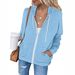 Women's Clothing Autumn And Winter Solid Color Long Sleeved Pocket Drawstring Hooded Zipper Thickened Sweatshirt_ecoleips.com