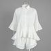 Women's Summer Loose Fitting Shirt And Shorts Set Ruffled Three Quarter Sleeve Top_ecoleips.com
