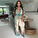 Women's Clothing New Sexy V Neck Retro Printed Jumpsuit For Women_ecoleips.com