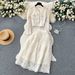 Women's Clothing Suit For Women Short Round Neck Puff Sleeve Lace Top High Waist Wide Swing Skirt Women Two Piece Suit_ecoleips.com