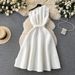 Women's Clothing High End Party Dress Dress For Women In Summer French Oblique Collar Off Shoulder Puff Sleeves High Waist Slit Banquet Long Skirt_ecoleips.com