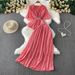 Women's Clothing High End Celebrity Three Dimensional Flower Waist Trumpet Sleeve Top High Waist Slim Pleated Wide Hem Skirt Two Piece Set_ecoleips.com