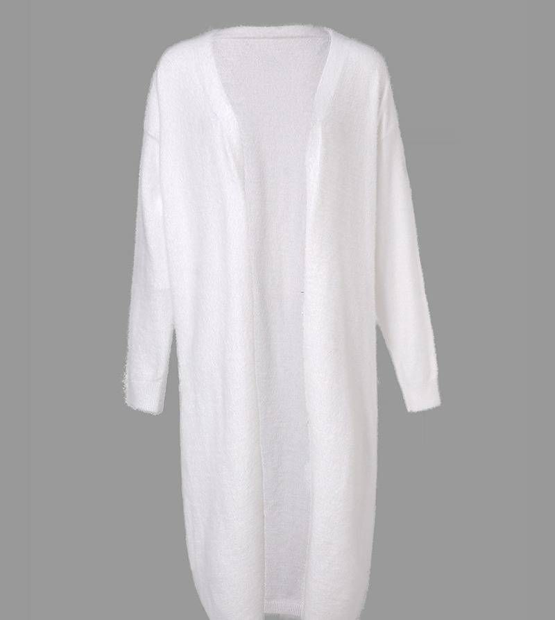 Women’s White Plush Long Cardigan – Cozy Oversized Layering Piece For Casual & Chic Outfits_ecoleips.com