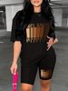 Summer Women's Casual Fashion MELANIN Letter Printed Loose T-shirt Shorts Two-piece Set Summer Sportswear Suitable For Daily Wear-175_ecoleips.com