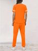 Women's Clothing Spring Summer Two Piece Set Round Neck Short Sleeve High Waisted Side Pocket Pants_ecoleips.com