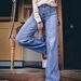 Fashionable European And American Cross-border Solid Color High-waisted Pleated Vintage Denim Flared Pants, New Summer_ecoleips.com