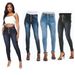 Women's Clothing Slim Fit High Waisted Buckle Elastic Leg Pants With Holes_ecoleips.com