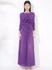 Verve Pleated Fashionable Elegant Women's Unique Sunflower Design Top High Waist Long Skirt Two-Piece Set_ecoleips.com