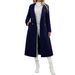 Elegant Double-Breasted Long Trench Coat For Women - Wool Blend, Loose Fit, Notched Collar, Plaid & Solid Colors, S-XXL"_ecoleips.com
