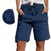 Summer High-Waisted Women's Cotton Shorts with Drawstring And Pockets European American Style Five-Point Shorts_ecoleips.com