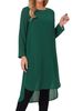 Women's Asymmetrical Chiffon Blouse round Neck Long Sleeves Casual Top Loose Fit Side Slit European American Style 2026_ecoleips.com