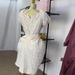 Women's Clothing Autumn And Winter New Temperament V Neck Jacquard Short High Waist Short Sleeved Dress_ecoleips.com