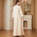 Women's Ethnic Style V Neck Dress Urban Commuter Embroidered Casual Long Sleeved Cross Border Robe Fashionable Tribal Clothing_ecoleips.com