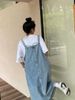 K Women's New Retro Loose Mid-Length Denim Strap Dress For Hip Hiding_ecoleips.com
