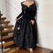 Fashion Beaded Hight Waist Solid Gowns Women's Casual Flowers Floor Length Dress Elegant Off Shoulder Long Sleeve Banquet Dress_ecoleips.com