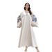 Modest Abaya Dress Muslim Women's Elegant V-Neck Embroidered Abaya With Tassels Fashionable Polyester Arabian Dress Middle East Style Robe_ecoleips.com