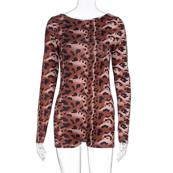 Sexy Hot American Leopard Print Slim Fit Bodycon Jumpsuit Dress Women Summer Casual Party Nightout Streetwear Dress_ecoleips.com
