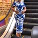 Women's Clothing Elegant Printed Slim Fit Hip Short Sleeved Dress_ecoleips.com