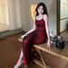 Elegant Stepmother Color Block Suspender Dress for Women Sexy Slim Fit Long Alluring Dress New Summer Style JY23560 Pure_ecoleips.com