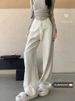 2025 Design-Driven White High-Waisted Diamond Pattern Jeans For Women, New Jacquard Slimming Wide-Leg Floor-Length Pants_ecoleips.com