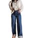 Cross-border 2026 Spring/Summer Wide-Leg Jeans, High-Waisted Slimming Retro Cuffed Straight-Leg Jeans For Women_ecoleips.com