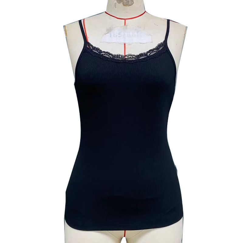 Black Lace Trim Bustier Cami Top for Women Stretchy Corset Style Sleeveless Comfortable Fit plus Size Clothes_ecoleips.com