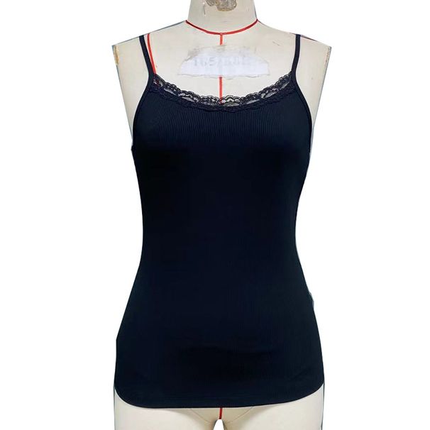 Black Lace Trim Bustier Cami Top for Women Stretchy Corset Style Sleeveless Comfortable Fit plus Size Clothes_ecoleips.com