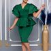 Women's Clothing New Fashion Temperament Elegant Ruffle Solid Color Hip Party Dress_ecoleips.com