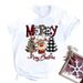 Eurean And American Cross-border Foreign Trade Women's Clothing Christmas Tree Print Round-neck Short-sleeve T-shirt_ecoleips.com