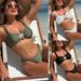 Women's High-Waisted Two Piece Swimsuit European American Style Solid Color Fashionable Sexy Nylon Gloss Finish 2025_ecoleips.com