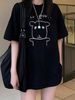 New Summer Elegant Women'S Loose Drop Shoulder Round Neck T-Shirt Short Sleeve, Japanese And Korean Style Cartoon Puppy_ecoleips.com