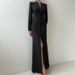 V-neck Long-sleeved Temperament High-waisted Split-ended Dress Women's Party Dress_ecoleips.com