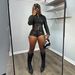 Women's Clothing Leather Pant Set Stand Up Collar Two-Way Zipper Motorcycle Short Sleeve Long Jacket_ecoleips.com