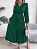 Women's Clothing Elegant Temperament V Neck Lace Waist Pleated Long Skirt_ecoleips.com