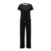 Summer Trendy Women's Two Piece Set Short Sleeved Top And Full Length Pants Casual Fashion Polyester Print Cross Border_ecoleips.com