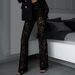 Aria Basics Spring Cross-Border 2025 European And American INS Style Sexy Hot Girl High Waist Patchwork Sheer Flared Long Pants_ecoleips.com
