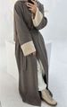 Muslim Dress Women Luxurious Dubai-Inspired Open Cardigan Abaya – Modest Elegance In Peacock Blue, Light Green & Brown_ecoleips.com