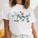 European And American Cross-border Foreign Trade Women's Clothing Butterfly Floral Round-neck Printed Short-sleeve_ecoleips.com