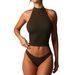 European And American Style Tight-fitting Solid Color Backless Halter Neck Versatile Basic Sports Sleeveless Tank Top_ecoleips.com