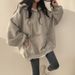 100% Women's High-end Zip-up Hooded Fleece Sweatshirt, Solid Color, Winter Style, Spring And Autumn Thin Loose Fit_ecoleips.com
