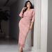 Modest Abaya Dress Elegant Knit Jacquard Bodycon Dress – Stylish Fringe Hem Slim Fit Dress For Women, Perfect For Parties & Night Out_ecoleips.com